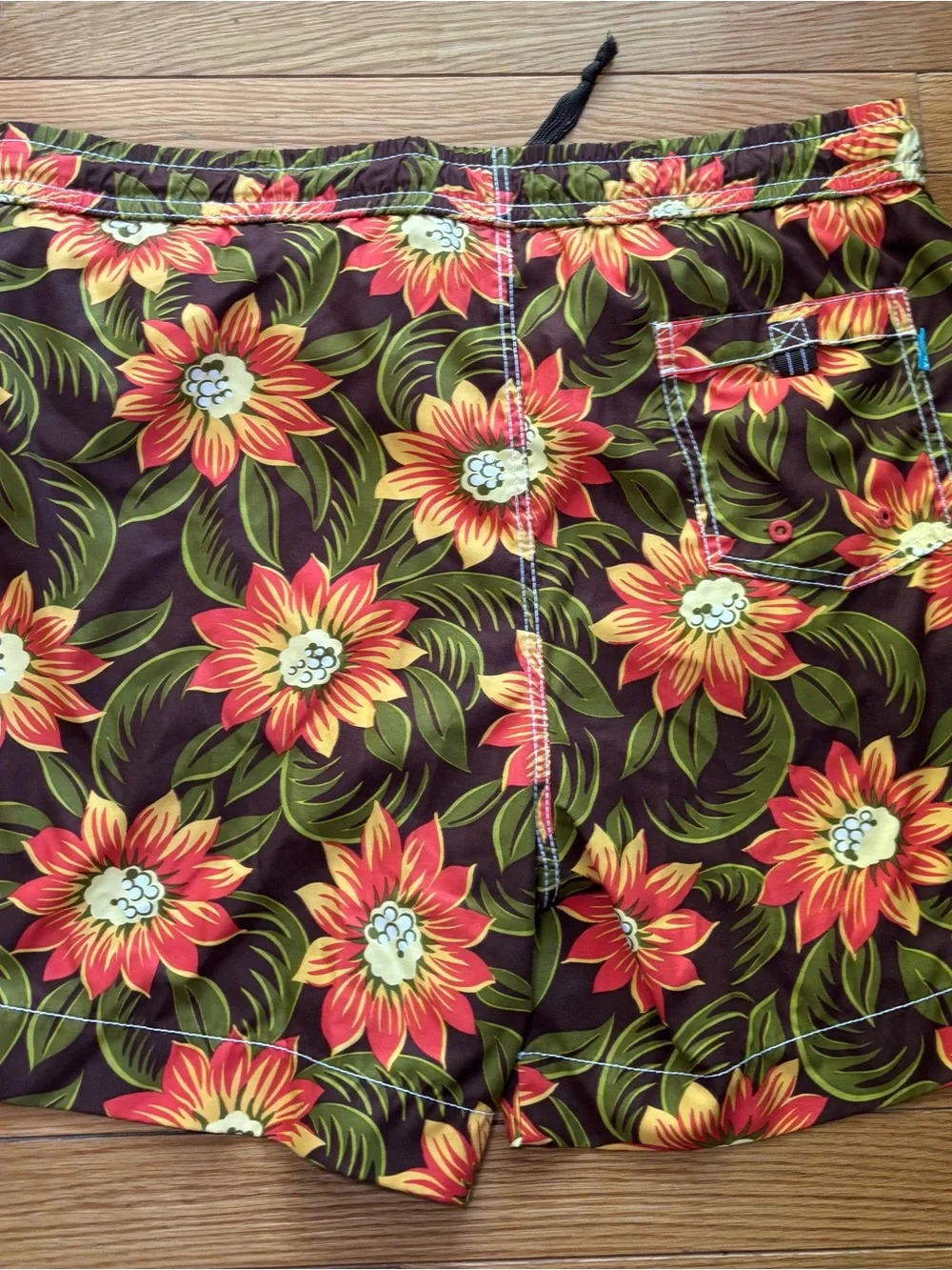 Tommy Bahama Men's‎ Floral Tropical Swim Trunks M Brown Orange Green Lined